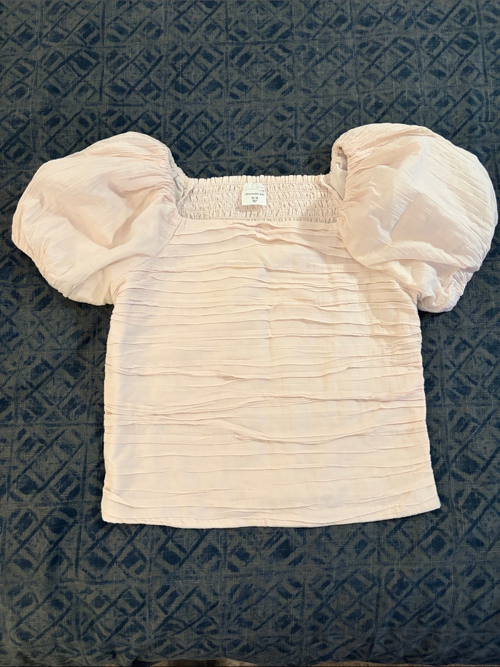 abercrombie kids blush pink smocked bodice top